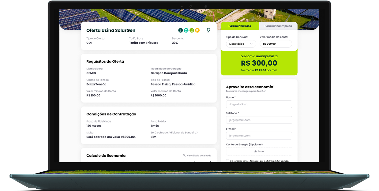 Exemplo de oferta apresentada aos consumidores